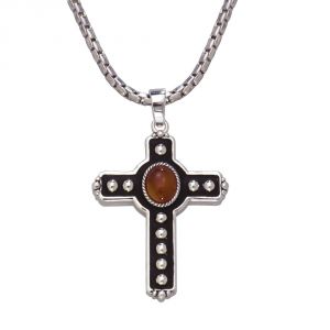 Montana Silversmiths Studded Cross with Amber (NC1196)